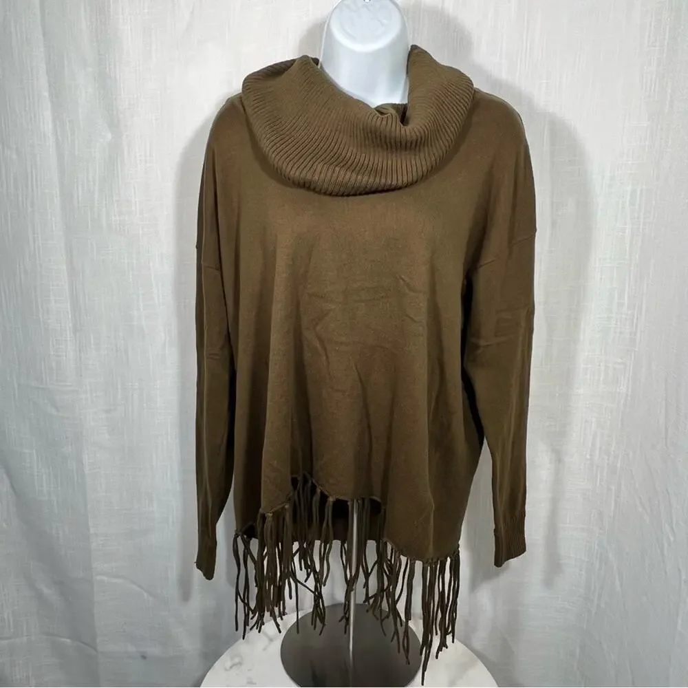 Michael Kors Fringed Cowl Neck Soft Sweater Size Small